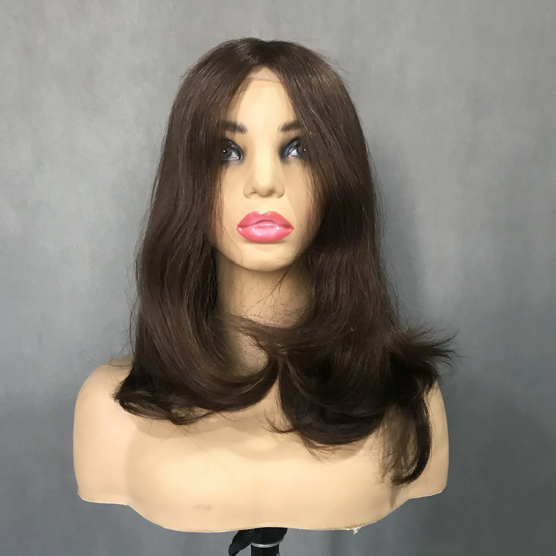 Hstonir Wig For Women European Remy Human Hair Mono Top With 1/2" French Lace Front Weft Side And Back Short Wig G016