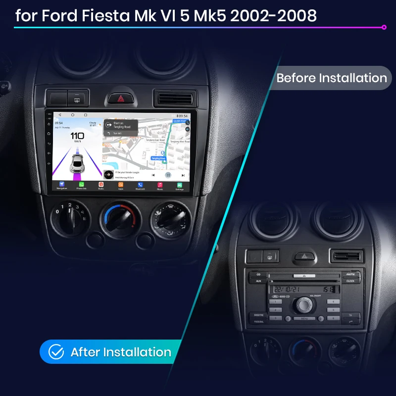 Autoradio Android 12 Per Ford Fiesta Mk5 2002-2008 - 9" Touchscreen, CarPlay, GPS, DAB+ - Foto 6