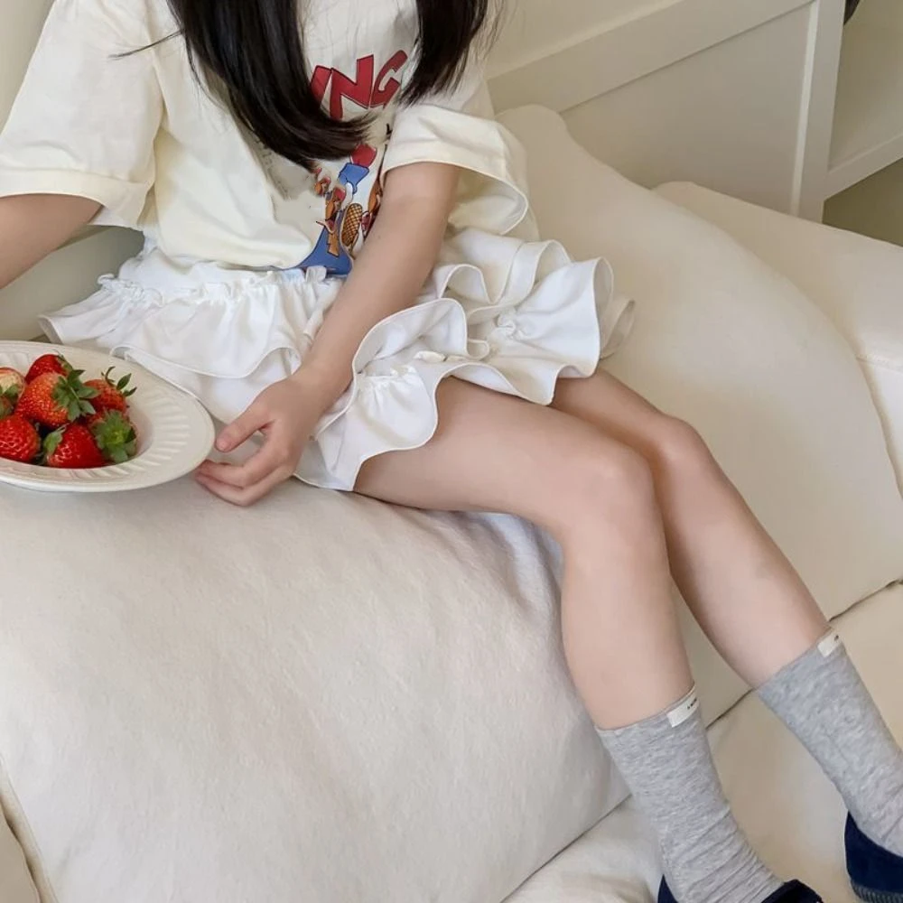 Fashion Korean Style Girl's Half Body Skirt Sweet Cute Bow Flower Bud Skirt Summer Cake Skirts Children's Short Skirt Princess