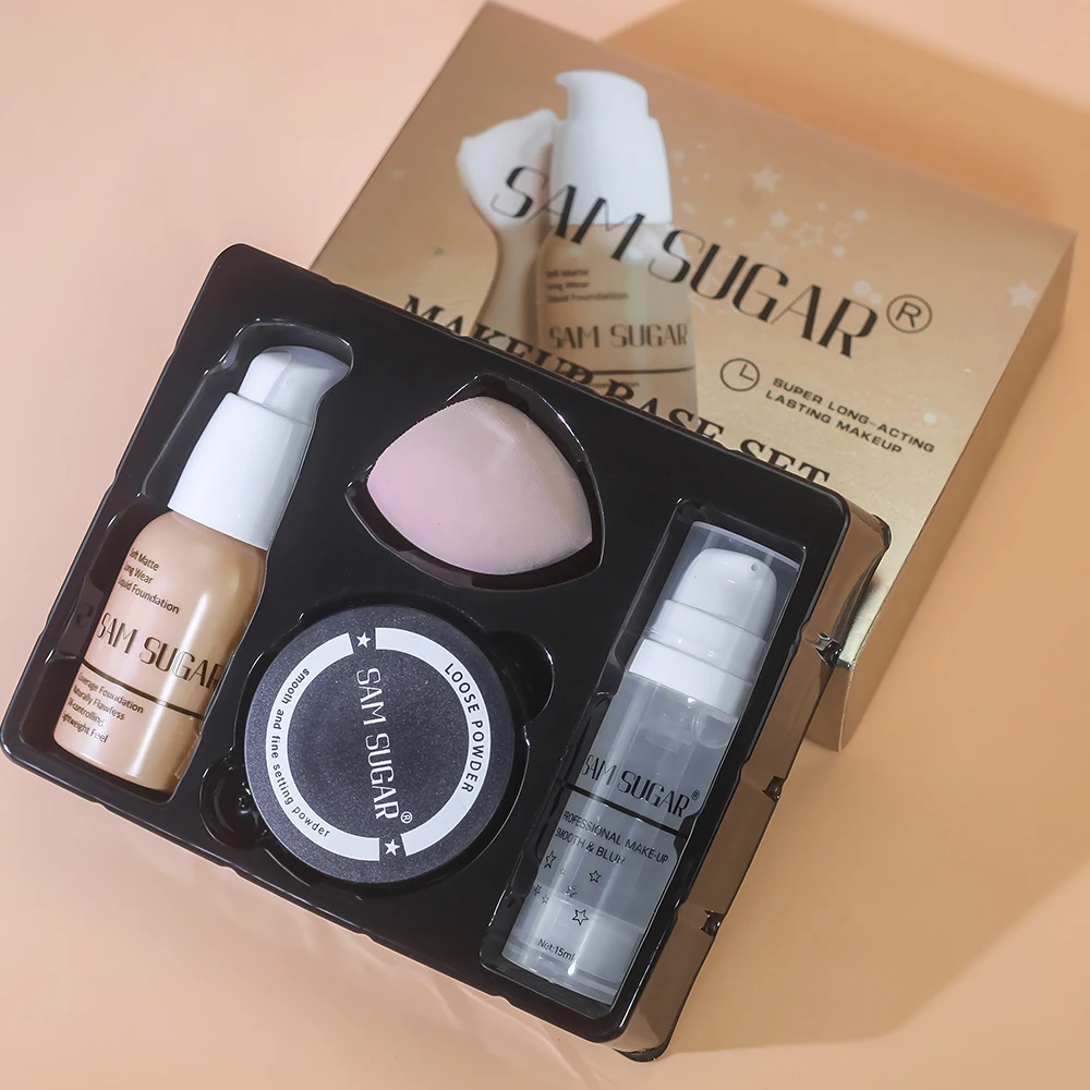 Four piece makeup foundation make-up set makeup powder set spray gloss control oil lasting foundation make-up