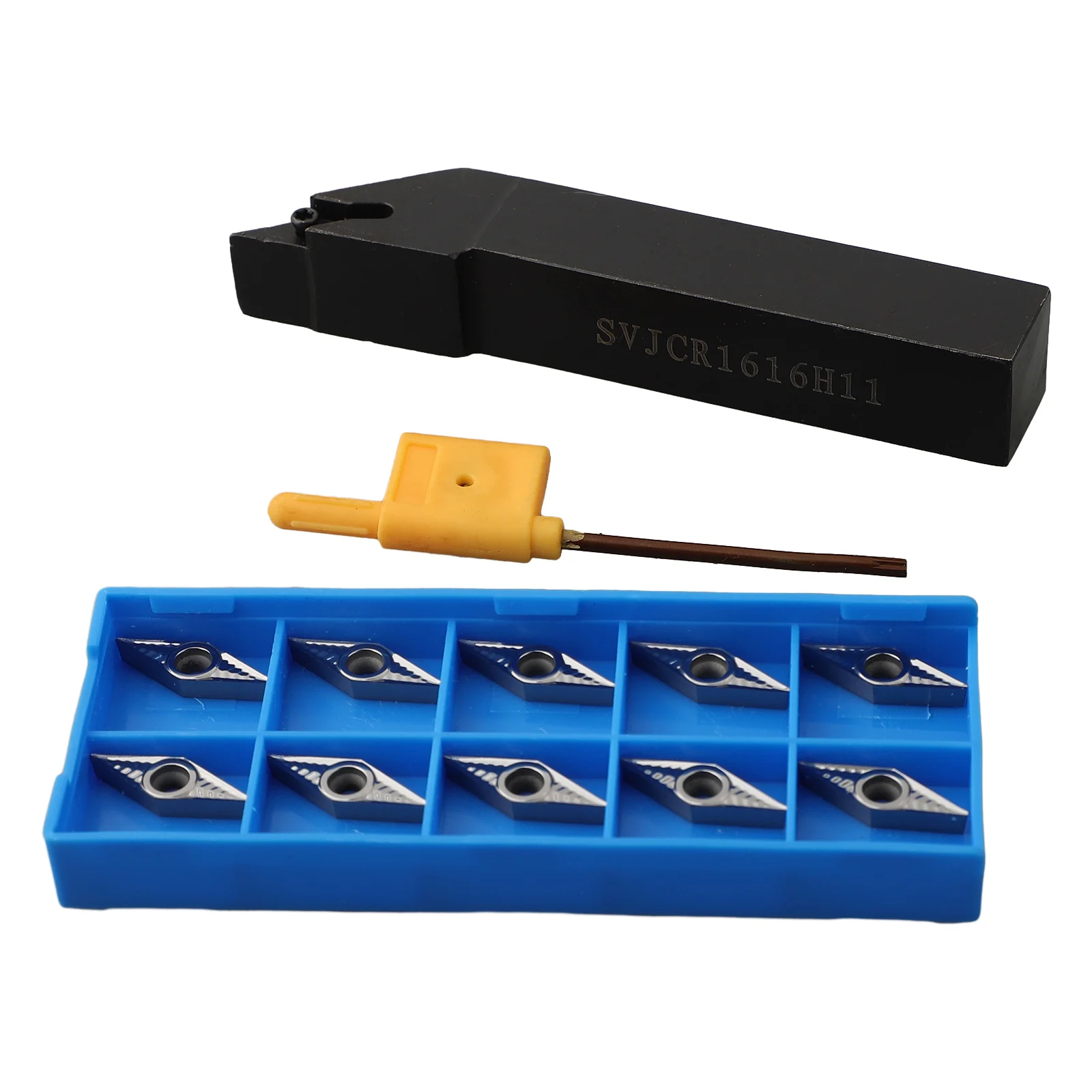 

Новый внешний держатель инструмента, поворотный держатель, 10 шт., 16 мм, токарный инструмент, 93 °, Алюминиевая Вставка, углеродистая сталь SVJCR 1616H11