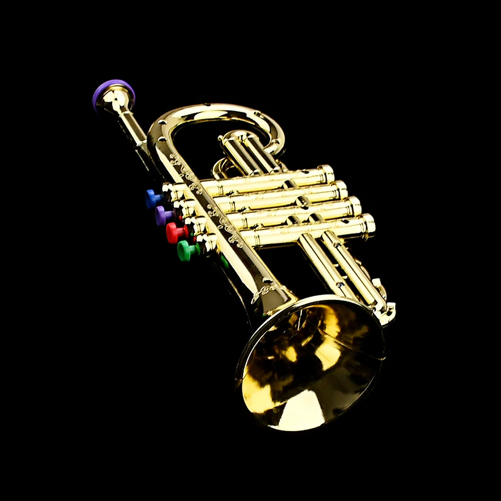 Professional Trumpet Kids Musical Educational Toy Kids Saxophone Trumpet with 4 Colored Keys Simulation Instrument for Children