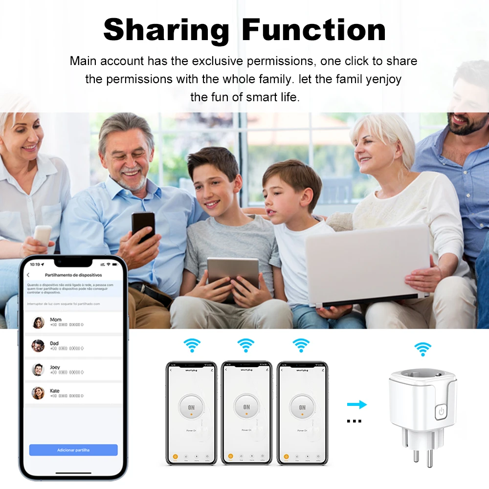 EU Plug Zigbee3.0 20A adapter,Smart Socket Monitor Timing  outlet With Power Monitor Work With Google Home Zigbee2MQTT