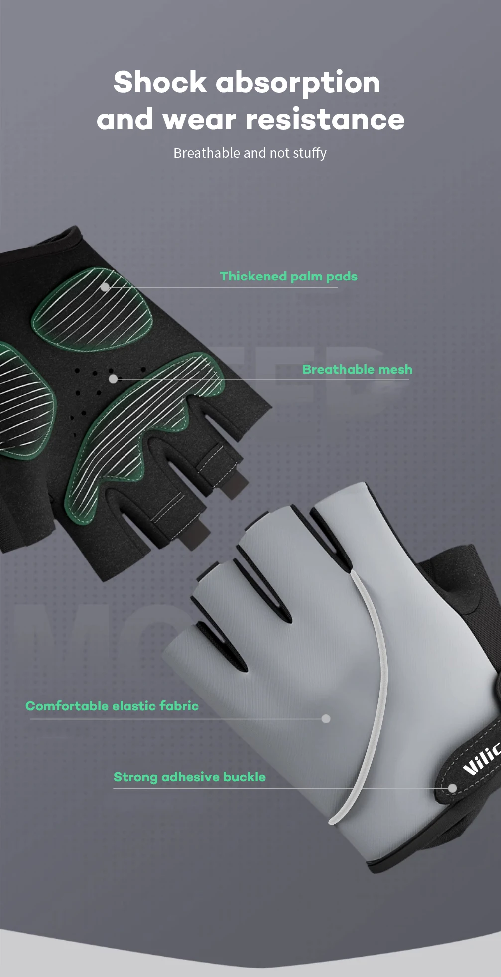 Radfahren Fahrrad Handschuhe Halb Finger Stoßfest Atmungsaktiv MTB Mountainbike Sport Handschuhe Männer Frauen Radfahren Kurze Handschuhe – Detail 2