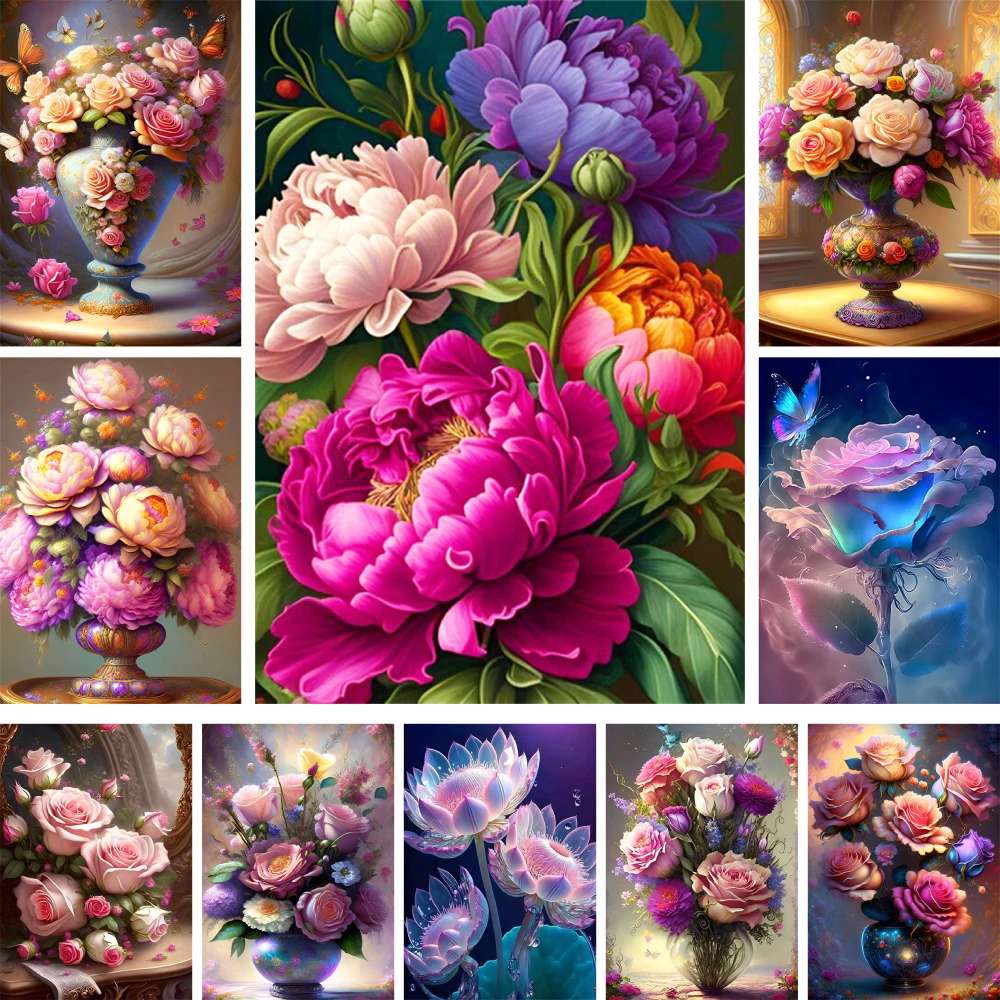 Paintings Painting Numbers Flowers  Coloring Number Painting Flowers - Paint  Numbers - Aliexpress