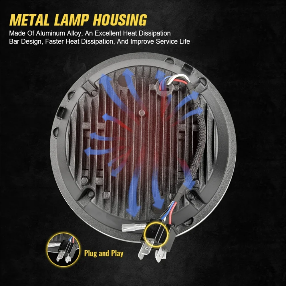 NEW 7 inch Motorcycle Headlight LED Light Halo DRL Lamp For Royal Enfield Himala