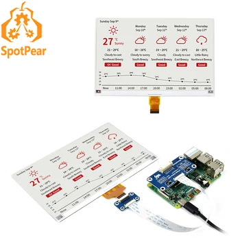 Display e-Paper E-Ink da 7,5 Pollici per Raspberry Pi, HAT 800×480 Interfaccia SPI Rosso / Nero / Bianco 7,5 Pollici per Arduino STM32 Jetson Nano