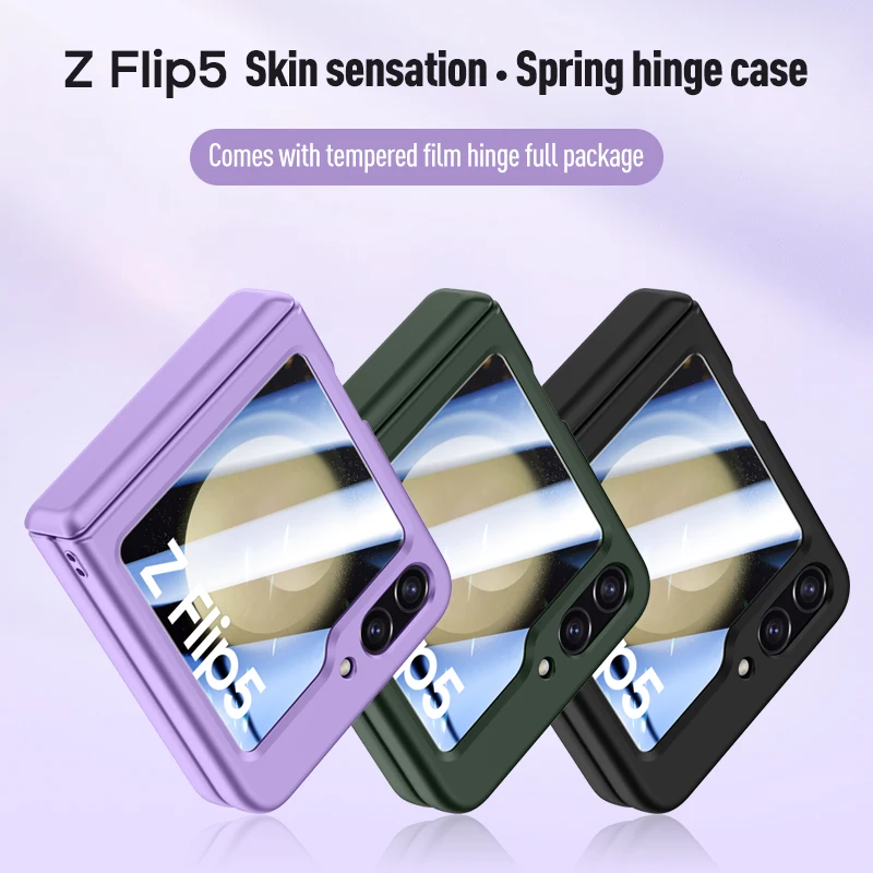 For Samsung Galaxy Z Flip 5 5G Case Skin Friendly Ultra Thin Matte Folding Hngle Shockproof Protective Cover With Tempered Film