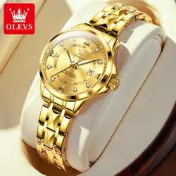 OLEVS Luxury Diamond Fashion Waterproof Stainless Steel Wristwatch (All Gold Women)