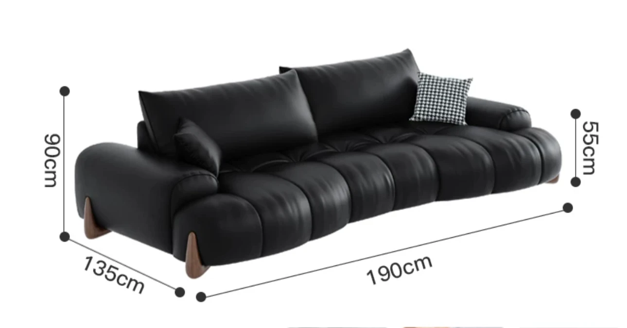 Retro first-floor leather sofa living room online celebrity Puff Italian minimalist small apartment special-shaped large sitting