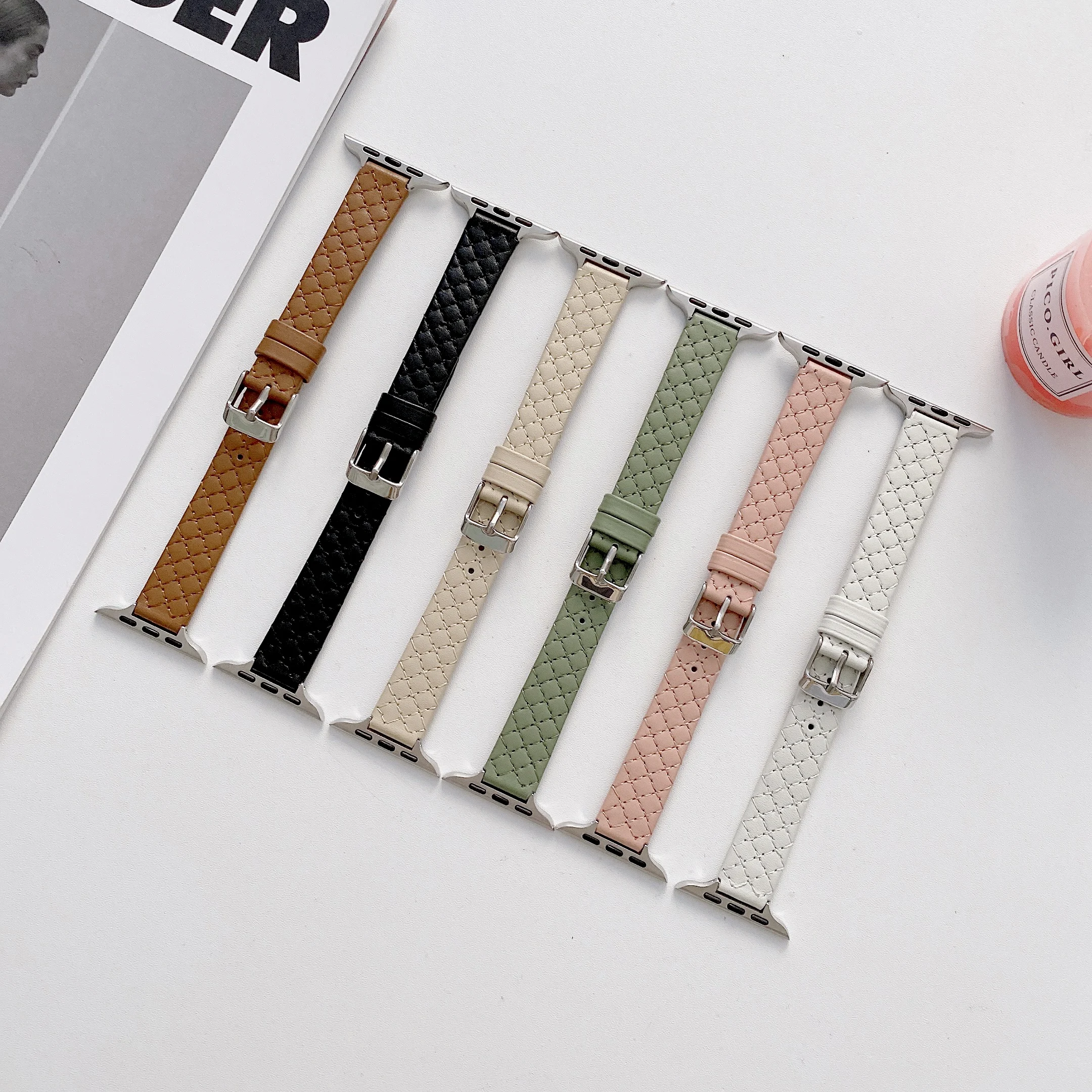 

Leather strap for Apple watch 40mm 41mm 42mm 44mm 45mm Ultra 49mm Slim smart watch strap accessories for iwatch 8 7 6 5 4 3 SE