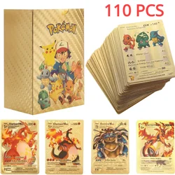27-110pcs Pokemon Cards Pikachu Gold Silver Black Colorful Vmax GX Vstar Spanish English French German Collection Card Toys Gift