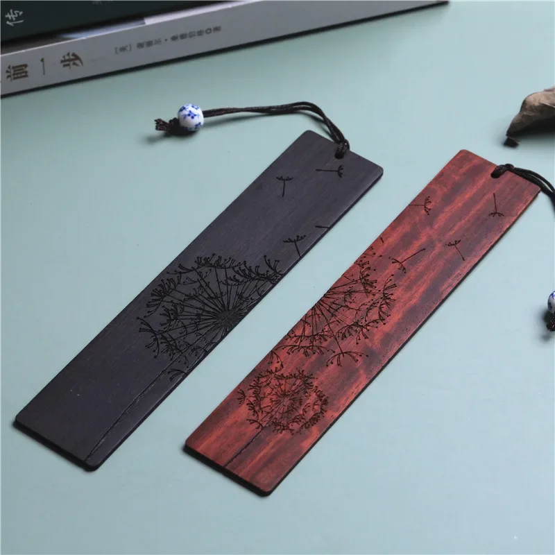 Creative Carving Mahogany Bookmark Chinese Style Wooden Dandelion Shape Book Clip School Office Read Stationery Student Supplies