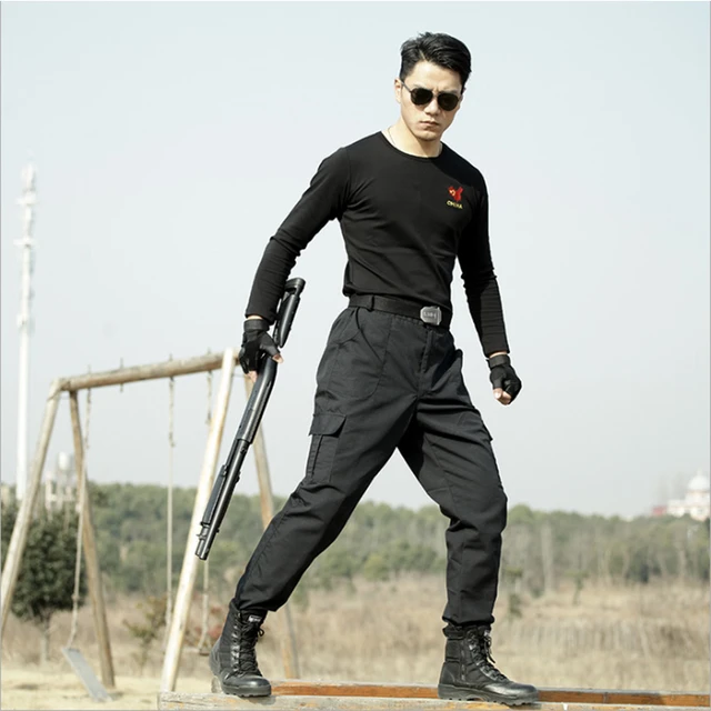 Men Fashion Black Tactical Cargo Pants Joggers Clothes Street Hip Hop  Trousers | eBay