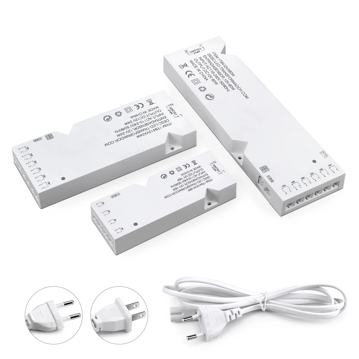 ตัวแปลงไฟสำหรับตู้ไฟ LED 18/24/36/60/100W AC110V-250V กับ DC12V สำหรับตู้เสื้อผ้าแถบไฟ LED ตู้เสื้อผ้า 1