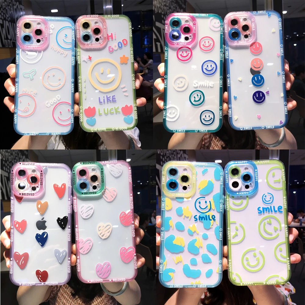 Per Xiaomi Mi 11 Lite 5G Custodia Cute Cartoon Smile Flower Clear Xiaomi 11 Mi 11 Pro Mi11 Ultra Couple Cover Antiurto Trasparente