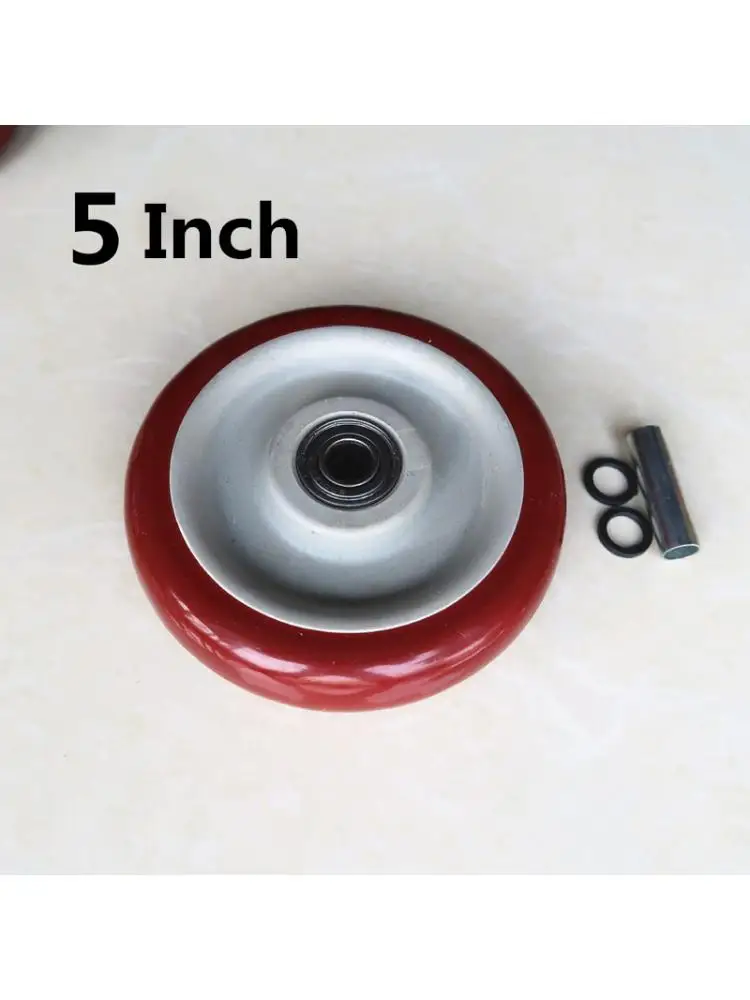 

1 Pc Medium Sized 5 Inch Jujube Red Double Axle Caster Single Wheel Wear-Resistant Trolley Flat Car