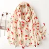 Fashion Women Spring Autumn Viscose Scarf Shawl Small Cherry Floral Tassel Pashmina Stole Wrap Echarpe Foulard Muslim Hijab Caps 1