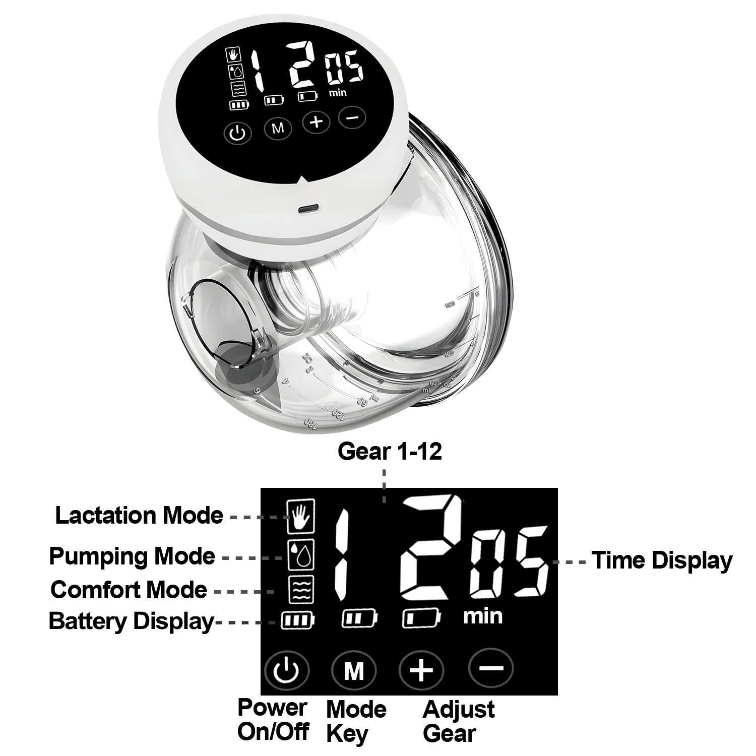 Portable Rechargeable Electric Breast Pump Integrated Silicone Breast Collector Wireless Wearable Hands Free Pump electric breast pump
