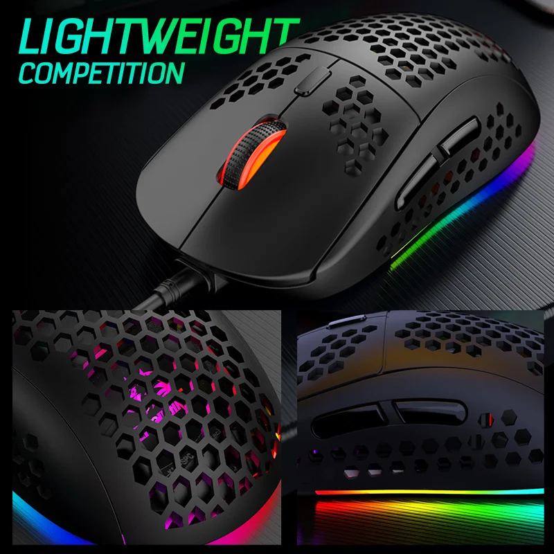 Teclado e Mouse Conjunto de Teclado Mecânico 62 Teclas Rgb 6400 Dpi Óptico Gaming Mouse com Almofada para Gamer Desktop Portátil T60 - Imagem 5