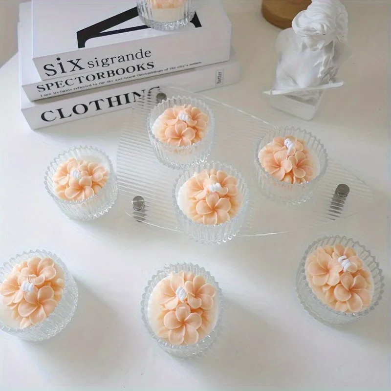 1PC Silicone Egg Blossom Candle Mold for DIY Handmade Soy Wax Candles, Round Wedding Themed Craft Mold for Gypsum Casting