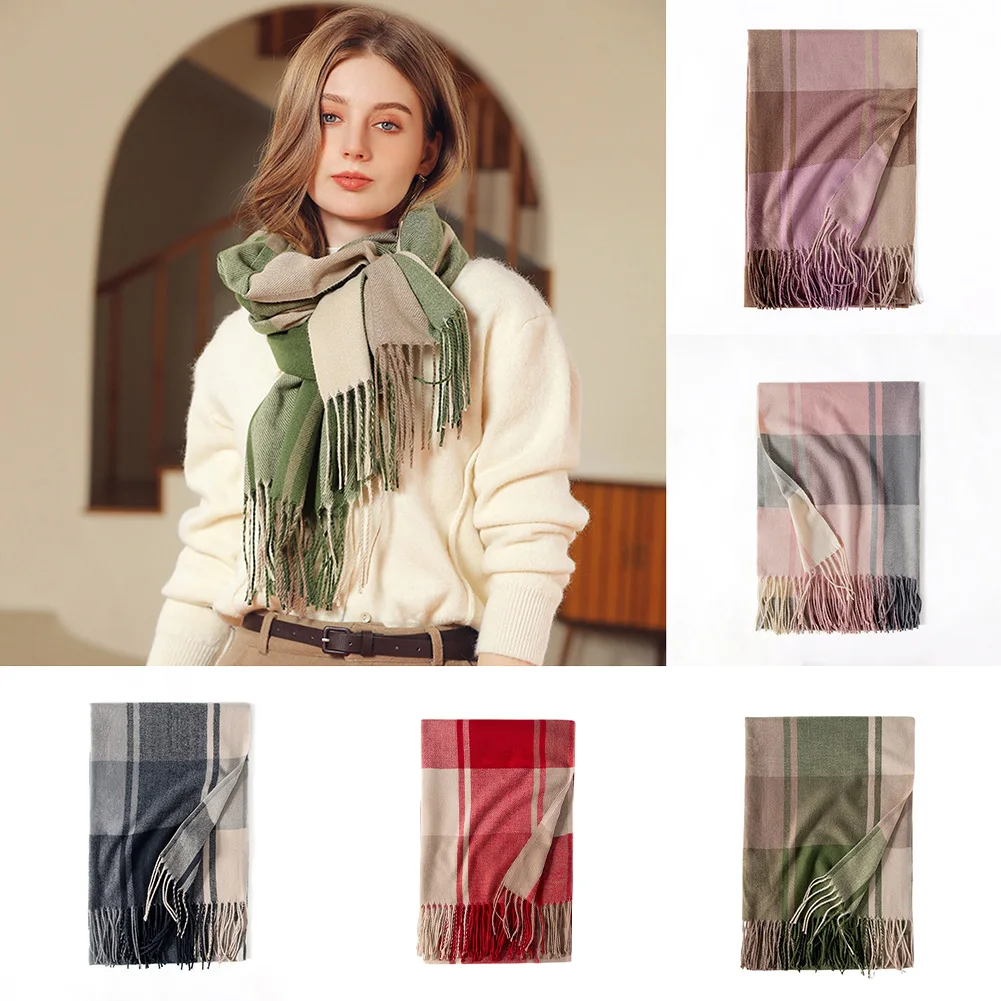 

Soft Cashmere Women Scarf Winter Thick Warm Solid Cape Wraps Female Long Tassel Female Foulard Blanket Bandana Pashmina 2022