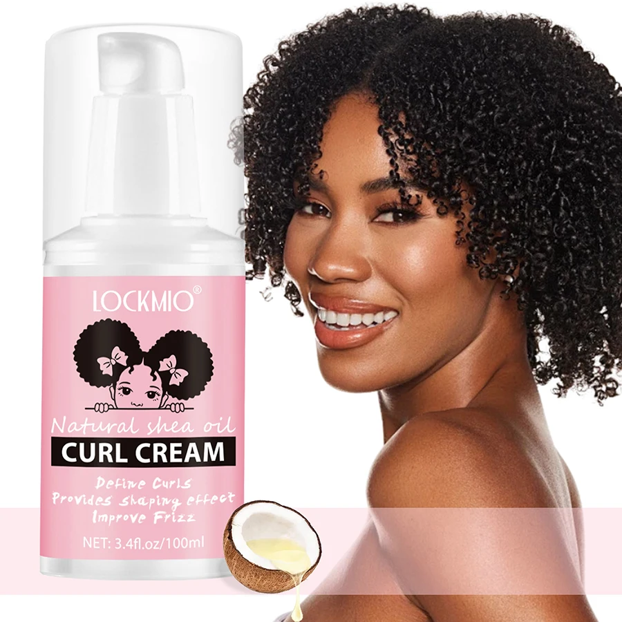 Lockmio 100ml Natural Shea Oil Curl Cream Define Soften Moisturizes Nourishes Repair Dry Hair Enhances Curls