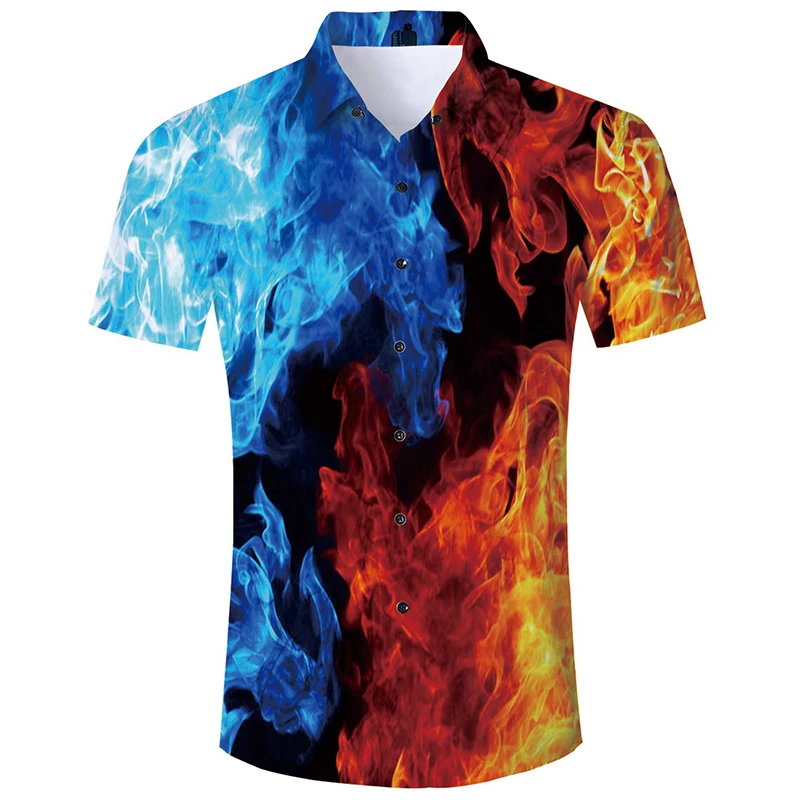 thumbnail image 1 of Camisa hawaiana de playa con estampado 3D de palmeras tropicales para hombre, camisas de vestir de manga corta con botones, ropa de calle de verano, 1 of 5