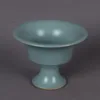 Jingdezhen Antique Porcelain, Lake Blue Glaze, Wide Mouth, High Foot Cup, Home Decoration and Ornament 2