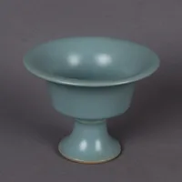Jingdezhen Antique Porcelain, Lake Blue Glaze, Wide Mouth, High Foot Cup, Home Decoration and Ornament 2