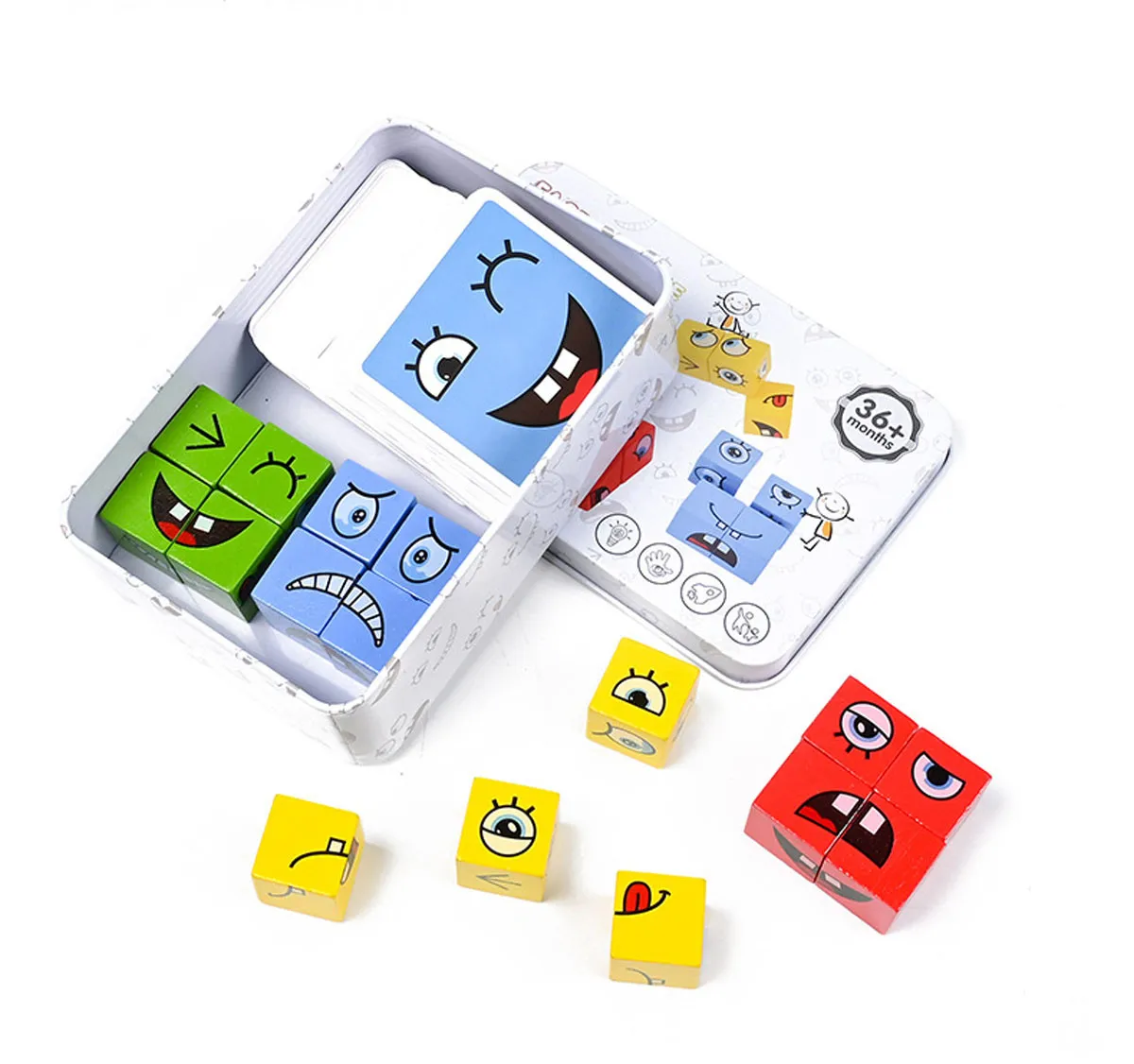 Montessori Face Changing Building Blocks Cartoon Cube Board Game Wooden Puzzle Toy Anxiety Stress Relief Toys For Children Kids 6 Montessori Face Changing Building Blocks Cartoon Cube Board Game Wooden Puzzle Toy Anxiety Stress Relief Toys For Children Kids 6