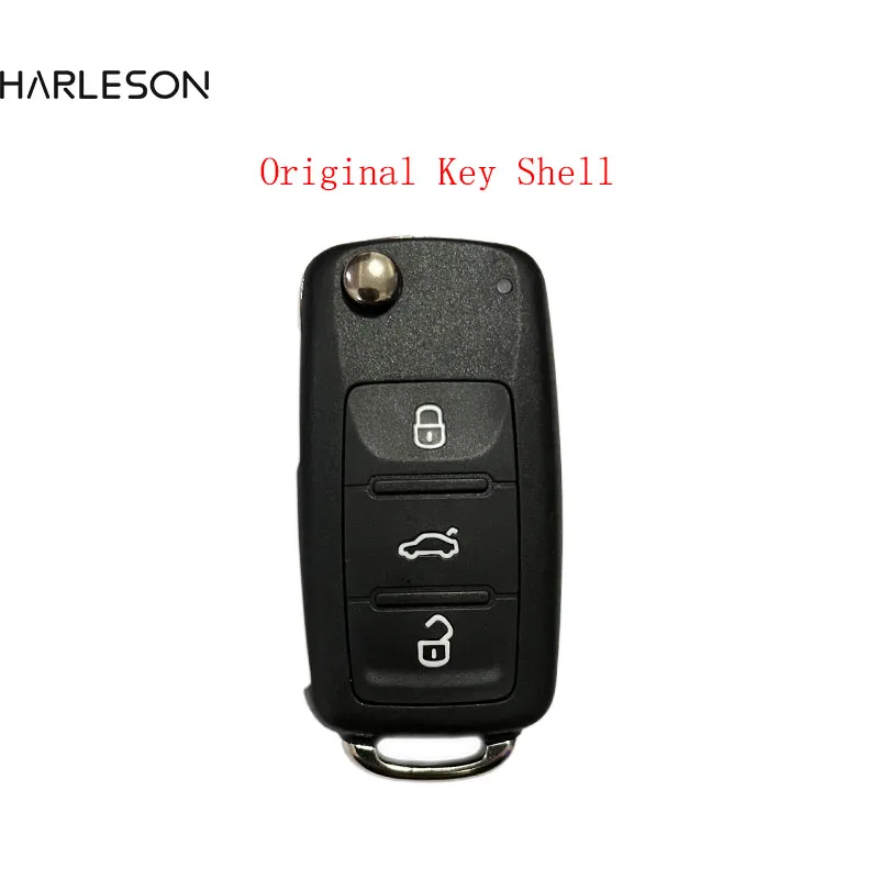 Flip Car Remote Key Shell For Original VW Tiguan Golf Jetta Beetle Polo MK6 Touareg 3 Buttons Fob Blank Key Case