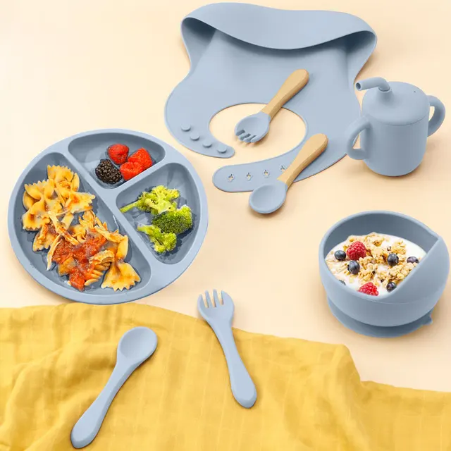 Set 3 Assiettes à Ventouse Bébé En Silicone Sans BPA - Séparations, Antidérapantes, Lavables Au Lave-vaisselle - Couleurs Assorties