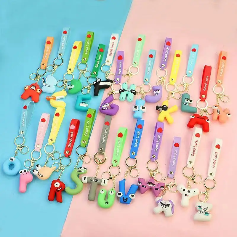 

26Pcs/Set Alphabet Lore English Letter Keychain For Women Men Cute Cartoon Ornament Bag Pendant Key Chain Keyring Gifts