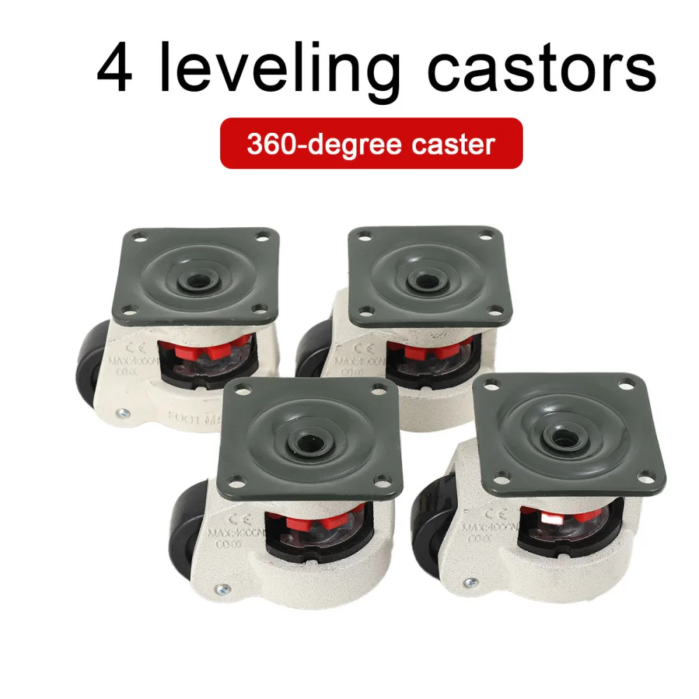 4pcs/Set Swivel Workbench Heavy Duty Machine Levelling Castors Wheels Total Load Capacity 1000kg