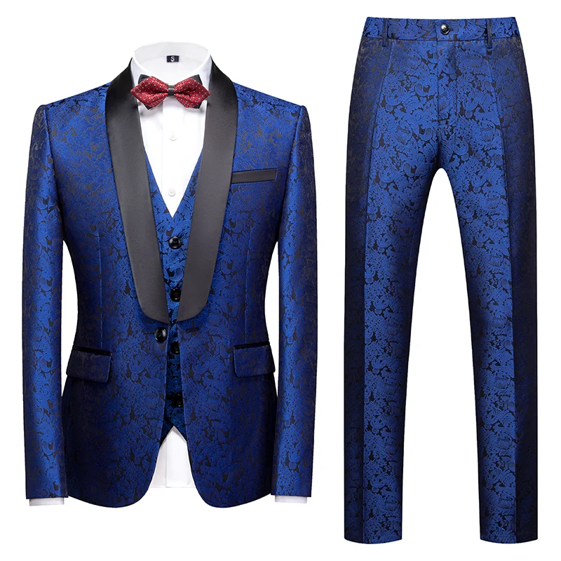 

2 PCS Luxury Men Suit Sets Latest Coat Pant Design Dress Suits Floral Slim Men's Groom Tuxedo Suit Men Wedding Groom Suits