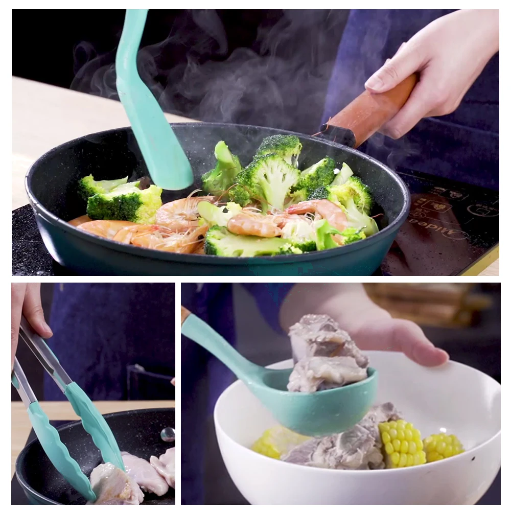 Silicone Kitchenware Cooking Utensils Heat Resistant Kitchen Non-Stick Cooking Utensils Kitchen Baking Tools with Storage Box