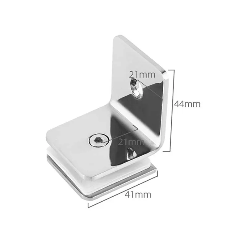 304 Stainless steel 90-degree glass clamp Glass partition holder mirror polishing fix glass on the wall bathroom accessories 2pc shower room glass clamp