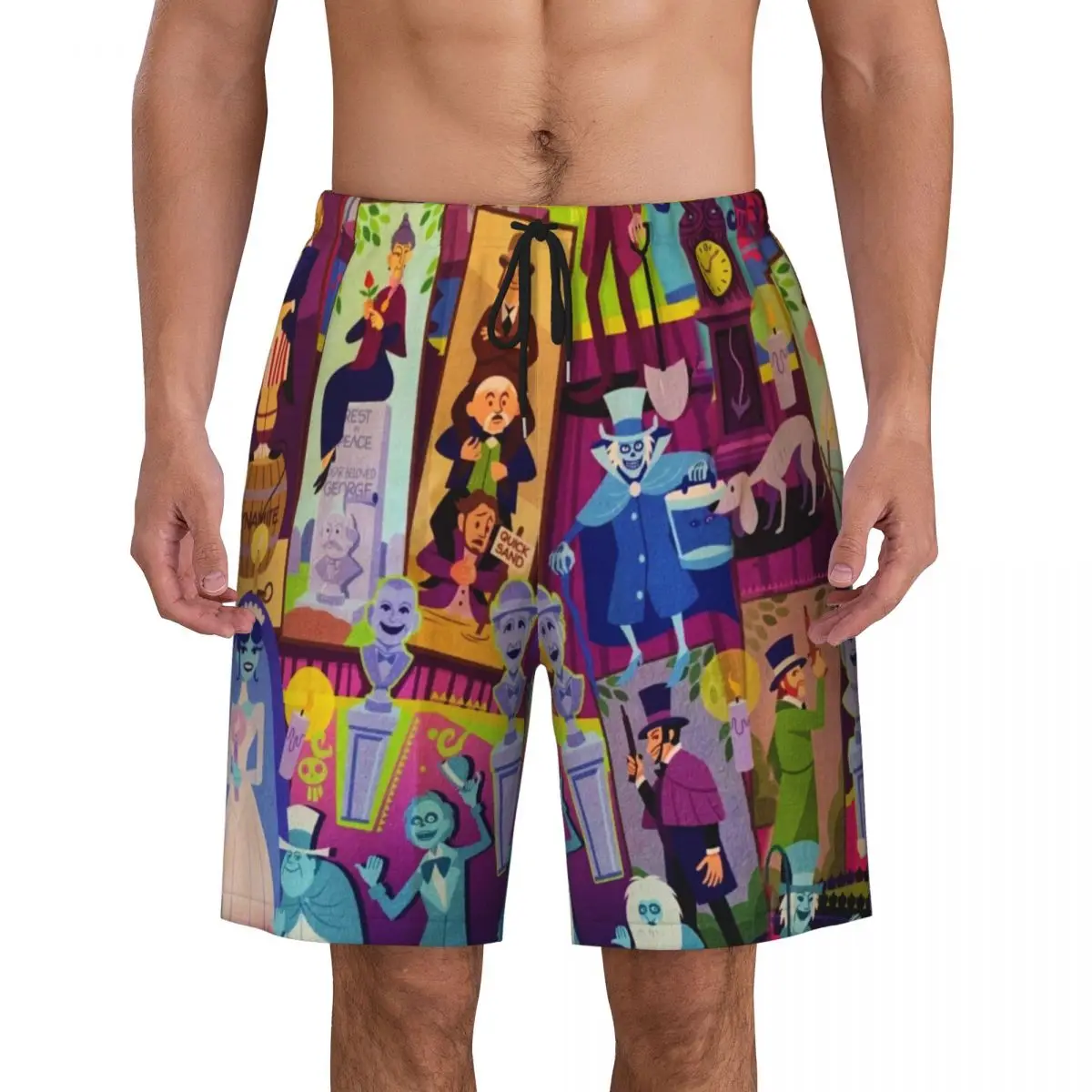 

Custom Board Shorts Men's Quick Dry Beach Boardshorts Halloween Happy Haunted Swimming Trunks Bathing Suits