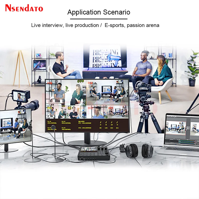 4 Channel HDMI Video Mixer Switcher For Live Streaming With 5 Inch Screen 1080P 60Hz 4 Way HDMI Video Switcher For Live Stream