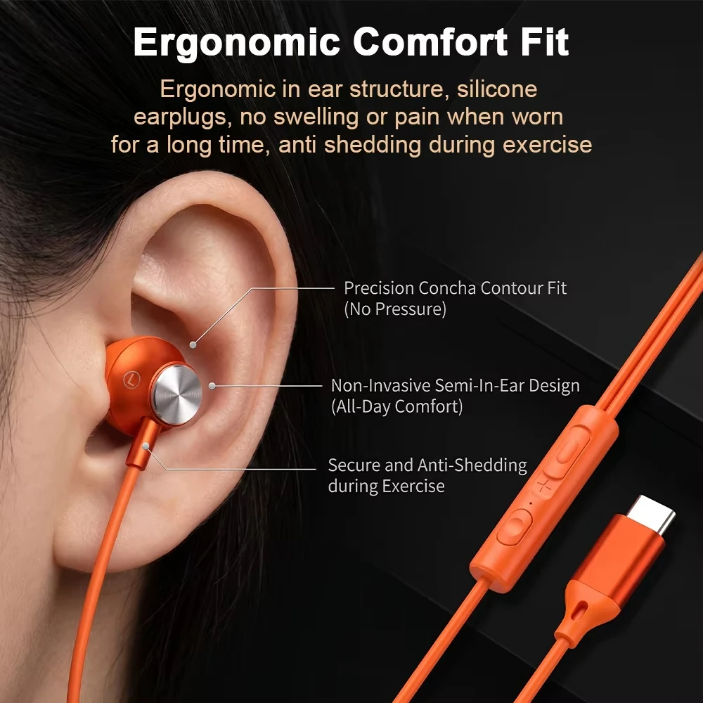 VIVO USB Type-C Wired HiFi Surround Sound Earphones