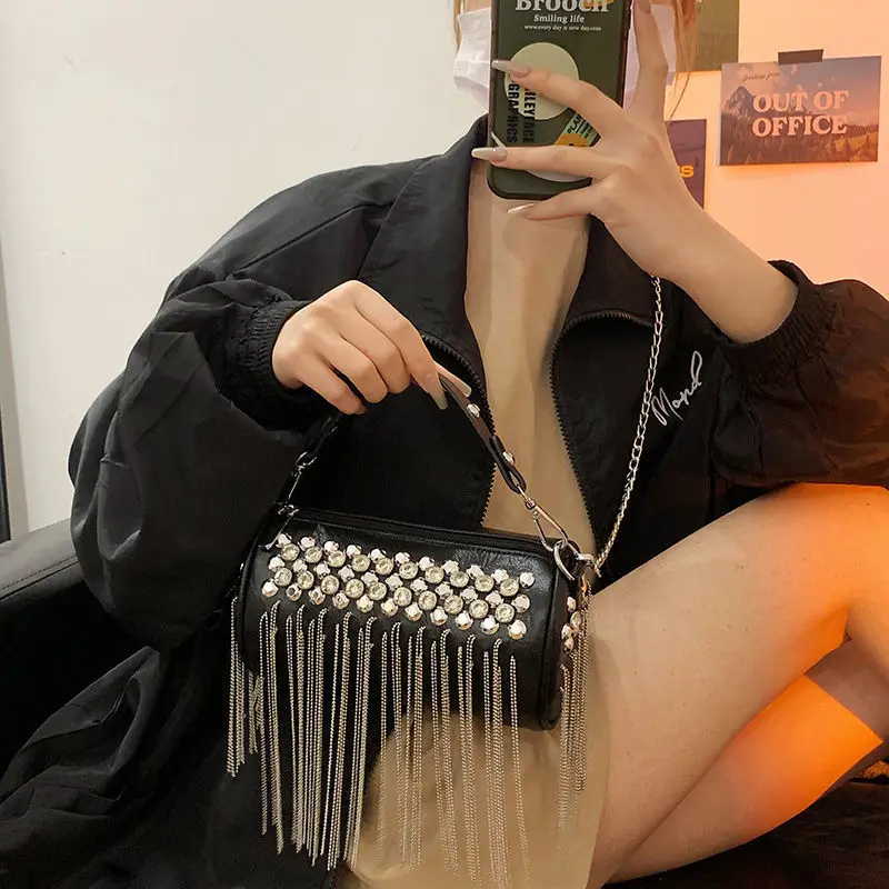 

Fashion Women's Bag Trend High-Grade Thick Chain Bright Diamond Luxury Designer Crossbody Bags Free Shipping Fashion Saddle Bag