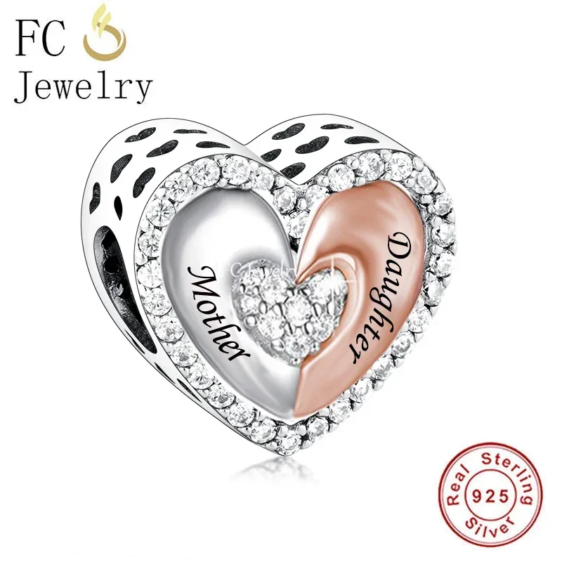 FC Jewelry Fit Original Pan Charms Bracelet 925 Sterling Silver Mother Son Father Daughter Hold Hands Bead For Women Berloque 2