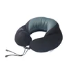 Detachable Black Storage Micro Fiber Inflatable Neck Pillow For Airplane Rest 1