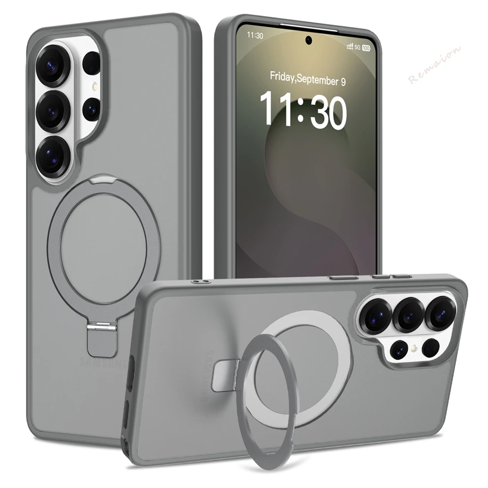 Luxury Matte Magnetic Phone Case with Magsafe and Metal Stand