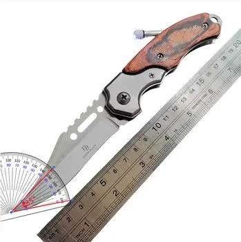 LED Light Folding Blade Knife with Wooden Handle for Hunting, Self Defense and Survival - Portable and Versatile Pocket Knives 6