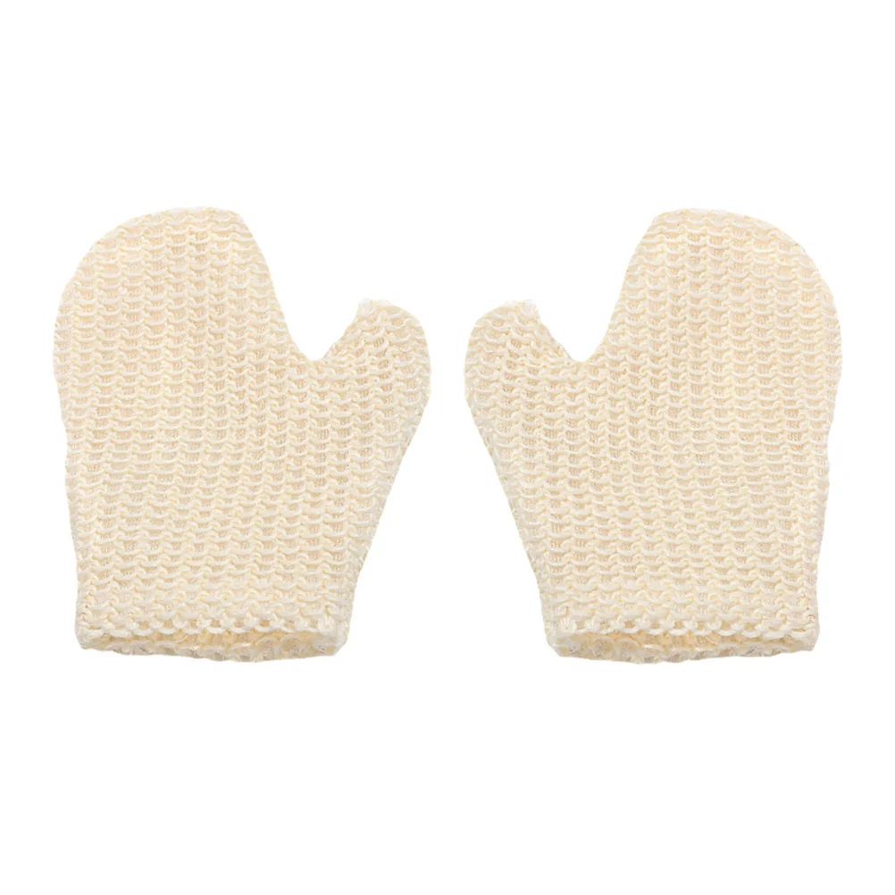 

2 Pcs Scrubber Sisal Bath Gloves Exfoliating Brush Mitten Body Cleaning Towel White Shower Miss