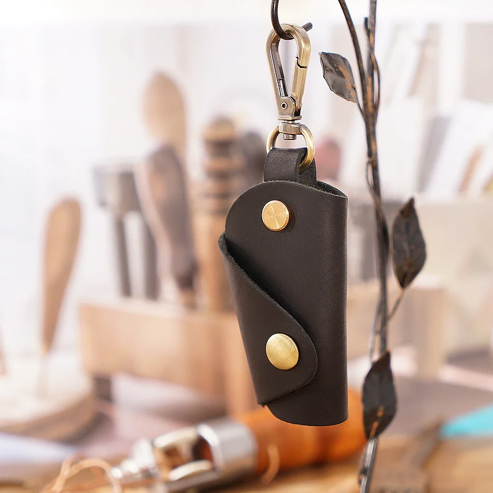 Genuine Leather Personalized Portable Mini- Key Package Fashion Creative Waist Hanging Key Bag Keychain Pouch Wallet