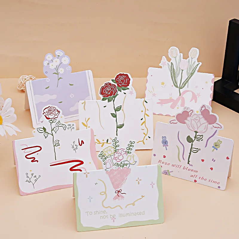 

10pcs 2024 Mother's Day Greeting Cards Floral Bouquet Greeting Blank Folding Cards Flowers Happy Mothers Day Love Mom Card Gifts