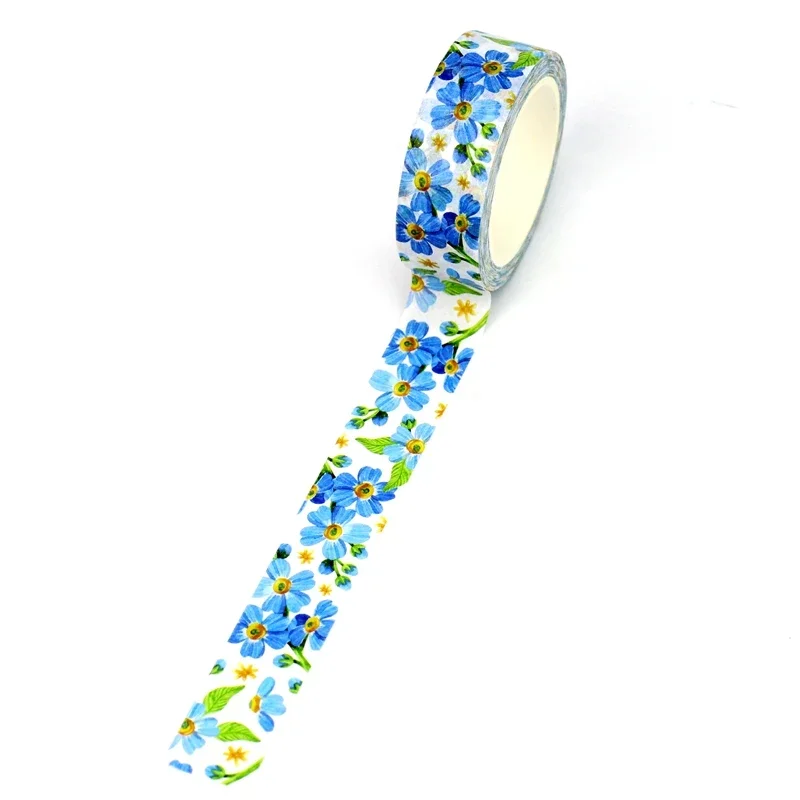 NEW 1PC 10M Decorative Blue Flowers Leaves Washi Tape for Scrapbooking Journaling Adhesive DIY Masking Tape Cute Stationery 3